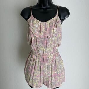 Black Poppy Pink and Yellow Floral Romper